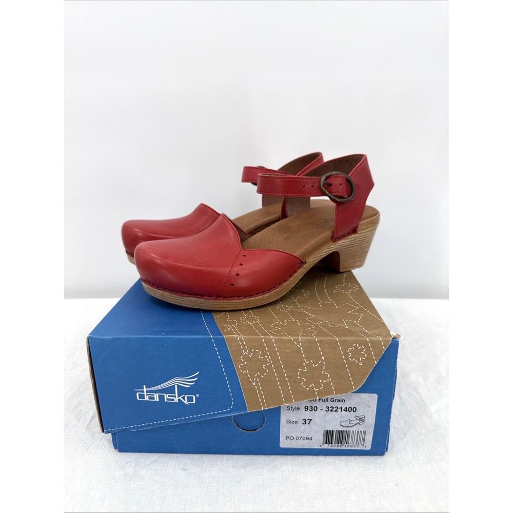 Dansko Maisie Red Mary Jane Heeled Comfort Shoe 9303221400 37 7.5 Retro Boho
